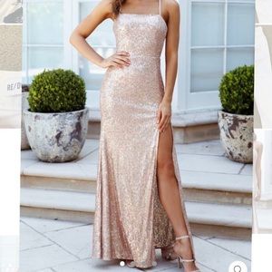 HELLO MOLLY rose gold prom dress